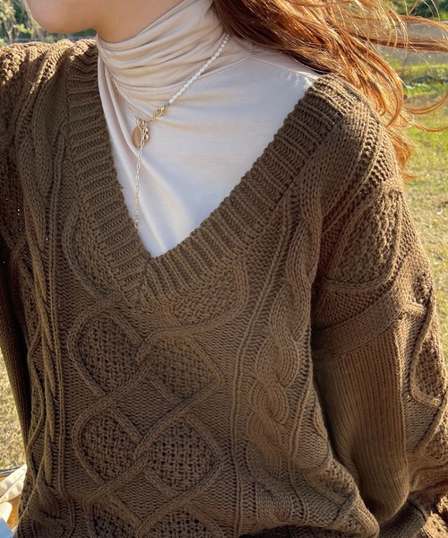 apres jour clair（アプレジュールクレア）の「【apres jour clair】タートルネック（Tシャツ/カットソー・レディース・ベージュ/ダークブラウン/アイボリー・フリー/X-LARGE）」の12枚目の写真