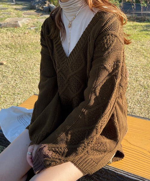 apres jour clair（アプレジュールクレア）の「【apres jour clair】タートルネック（Tシャツ/カットソー・レディース・ベージュ/ダークブラウン/アイボリー・フリー/X-LARGE）」の14枚目の写真