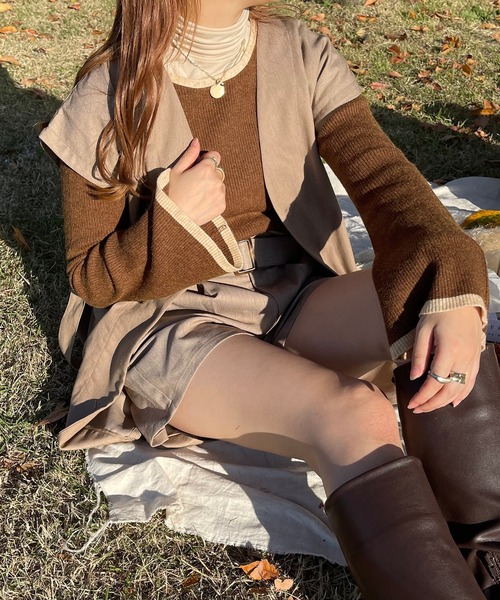 apres jour clair（アプレジュールクレア）の「【apres jour clair】タートルネック（Tシャツ/カットソー・レディース・ベージュ/ダークブラウン/アイボリー・フリー/X-LARGE）」の13枚目の写真