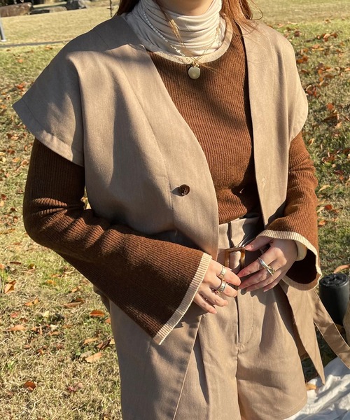 apres jour clair（アプレジュールクレア）の「【apres jour clair】タートルネック（Tシャツ/カットソー・レディース・ベージュ/ダークブラウン/アイボリー・フリー/X-LARGE）」の15枚目の写真