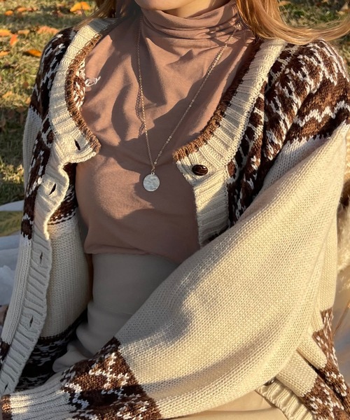 apres jour clair（アプレジュールクレア）の「【apres jour clair】タートルネック（Tシャツ/カットソー・レディース・ベージュ/ダークブラウン/アイボリー・フリー/X-LARGE）」の4枚目の写真