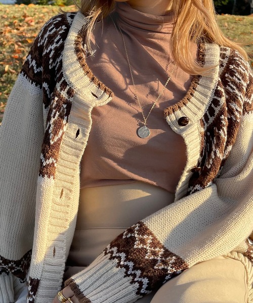 apres jour clair（アプレジュールクレア）の「【apres jour clair】タートルネック（Tシャツ/カットソー・レディース・ベージュ/ダークブラウン/アイボリー・フリー/X-LARGE）」の5枚目の写真