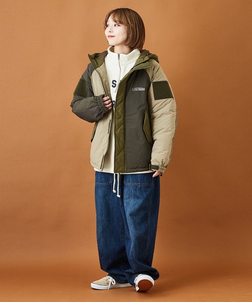 CUBE SUGAR（キューブシュガー）の「ナイロン中綿モンスターパーカーダウンジャケット（ダウンジャケット/コート・レディース・ベージュ/カーキ/マルチ/スミクロ・M）」の8枚目の写真