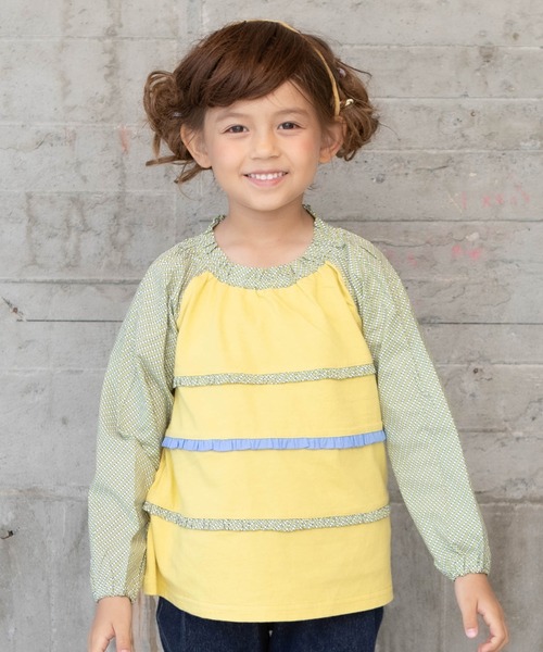 RAGMART（ラグマート）の「切り替えTシャツ（Tシャツ/カットソー・キッズ・グレー/オフホワイト/イエロー・110cm/100cm/120cm/130cm）」の2枚目の写真