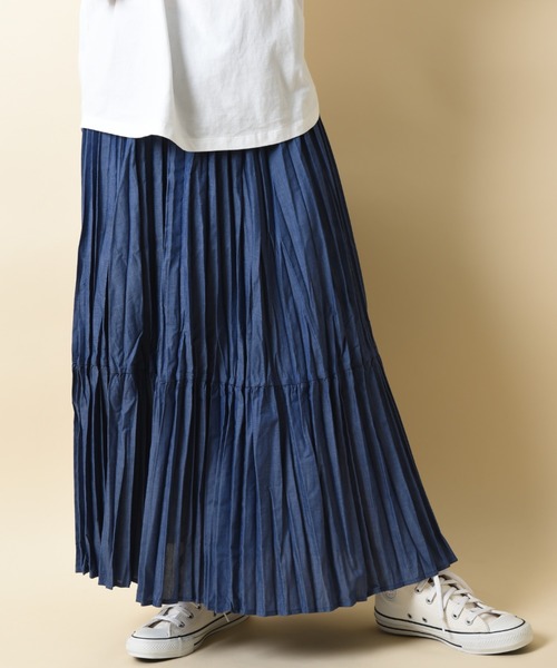INTERPLANET(インタープラネット)の「ランダムプリーツロングスカート(スカート・レディース・ブルー/ブラック/ブルー系その他・FREE)」の3枚目の写真