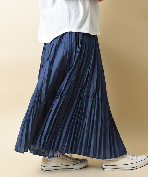 INTERPLANET(インタープラネット)の「ランダムプリーツロングスカート(スカート・レディース・ブルー/ブラック/ブルー系その他・FREE)」の15枚目の写真