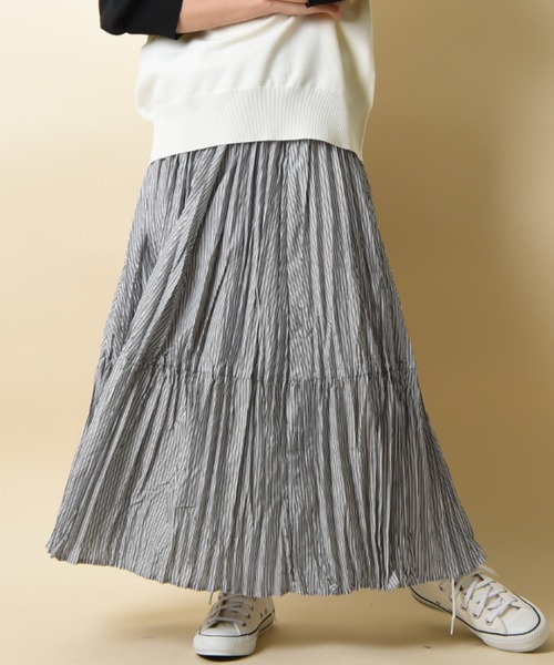 INTERPLANET(インタープラネット)の「ランダムプリーツロングスカート(スカート・レディース・ブルー/ブラック/ブルー系その他・FREE)」の6枚目の写真