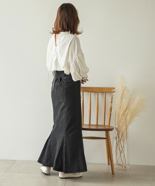 rectangle(レクタングル)の「2WAYレースアップブラウス(シャツ/ブラウス・レディース・オフホワイト/グレイッシュベージュ・FREE)」の14枚目の写真