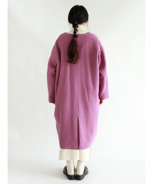 Samansa Mos2（サマンサ モスモス）の「中空糸ロングコート（ノーカラーコート・レディース・ブラック/パープル/グレー・ﾌﾘ-）」の6枚目の写真