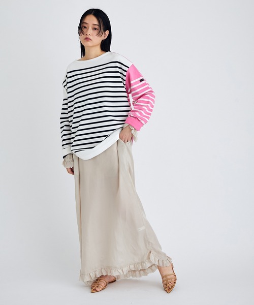 ADAM ET ROPE'（アダムエロペ）の「【G.F.G.S. for ADAM ET ROPE'】別注ボートネックボーダー（Tシャツ/カットソー・レディース・ピンク系その他/グリーン系その他/ブルー系その他4・FREE）」の7枚目の写真