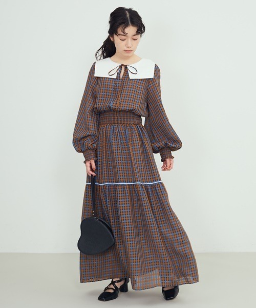 FURFUR（ファーファー）の「2wayビッグカラーチェックワンピース