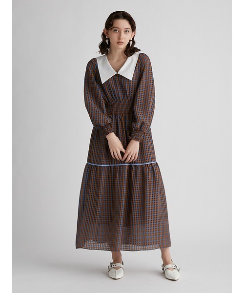 FURFUR（ファーファー）の「2wayビッグカラーチェックワンピース