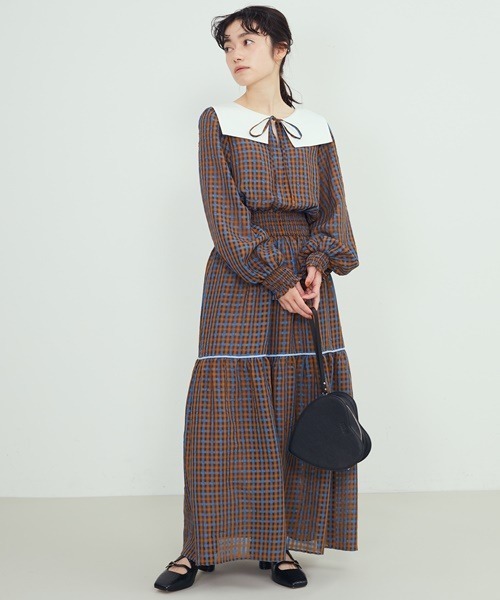 ルミニョン　ファーカラーチェックドレス　ワンピース 楽天市場】エアリーカラーチェック JILL by JILL STUART ジル