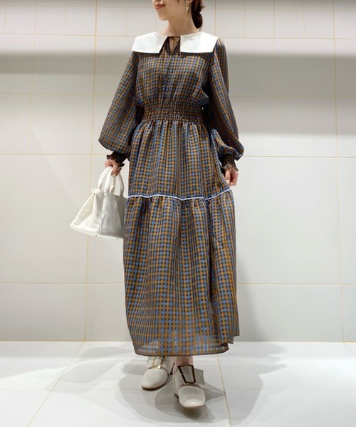 ルミニョン　ファーカラーチェックドレス　ワンピース 楽天市場】エアリーカラーチェック JILL by JILL STUART ジル