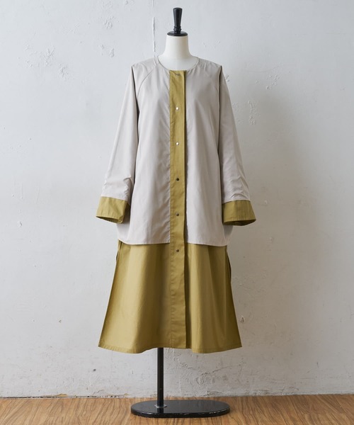 BEARDSLEY（ビアズリー）の「袖のベルトから生まれる立体感が◎ノーカラートレンチコート（トレンチコート・レディース・ライトベージュ/オリーブ・FREE）」の6枚目の写真