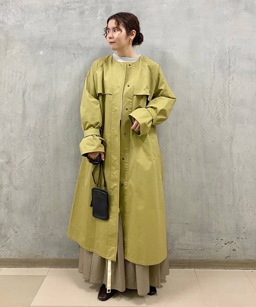 BEARDSLEY（ビアズリー）の「袖のベルトから生まれる立体感が◎ノーカラートレンチコート（トレンチコート・レディース・ライトベージュ/オリーブ・FREE）」の13枚目の写真