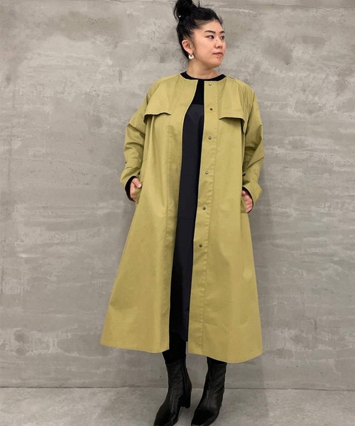 BEARDSLEY（ビアズリー）の「袖のベルトから生まれる立体感が◎ノーカラートレンチコート（トレンチコート・レディース・ライトベージュ/オリーブ・FREE）」の17枚目の写真