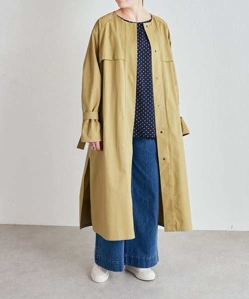 BEARDSLEY（ビアズリー）の「袖のベルトから生まれる立体感が◎ノーカラートレンチコート（トレンチコート・レディース・ライトベージュ/オリーブ・FREE）」の20枚目の写真