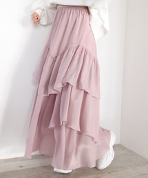 きらっとふわっとゆれる ティアードロングスカート