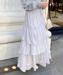 one after another NICE CLAUP | 【ZOZO先行販売】きらっとふわっとゆれる。ティアードロングスカート(スカート)