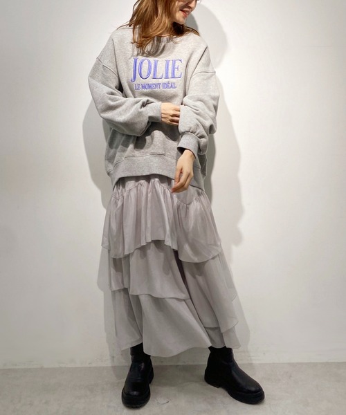 きらっとふわっとゆれるティアードロングスカート