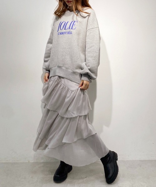 きらっとふわっとゆれるティアードロングスカート