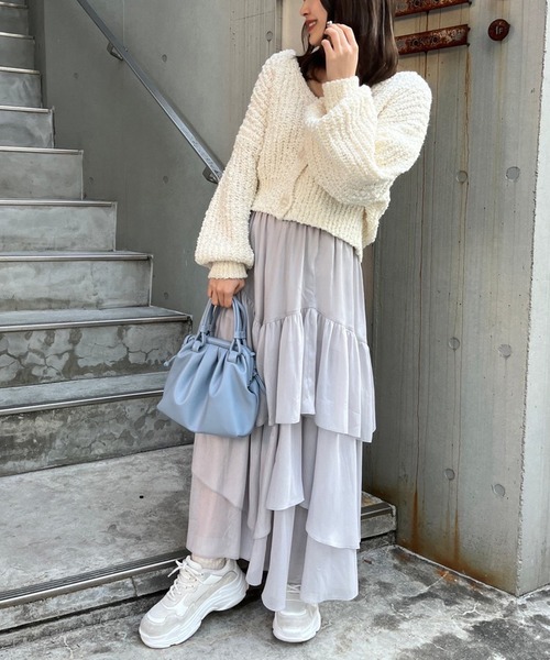 きらっとふわっとゆれるティアードロングスカート