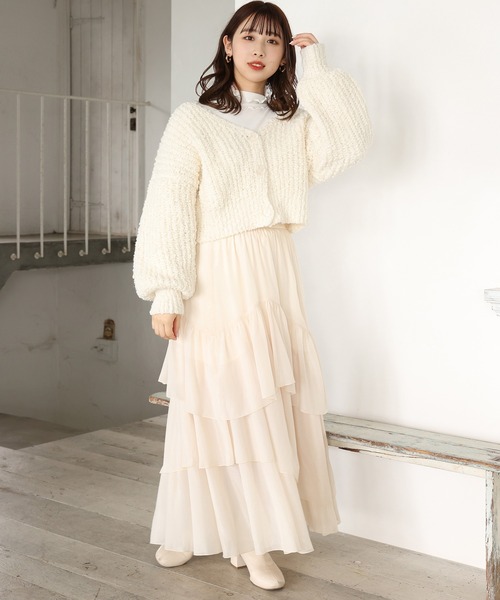 きらっとふわっとゆれるティアードロングスカート
