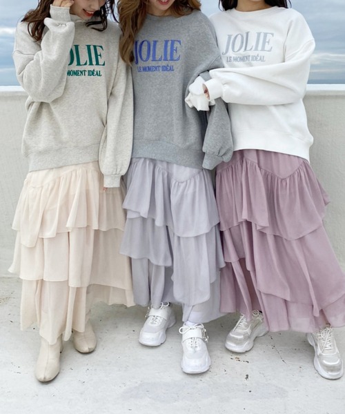きらっとふわっとゆれるティアードロングスカート