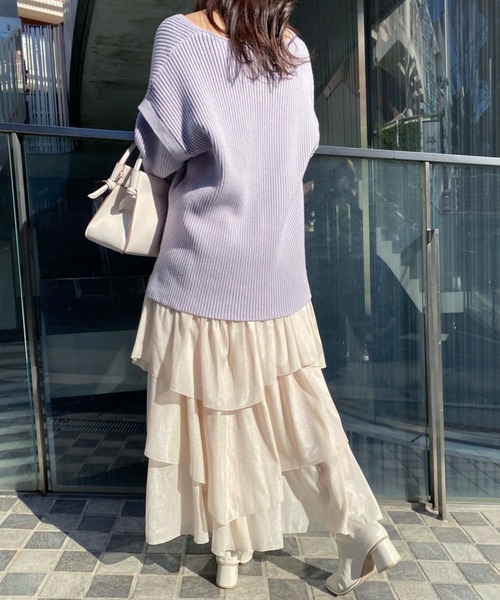 きらっとふわっとゆれるティアードロングスカート