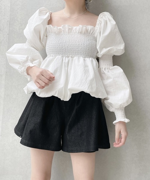 lilLilly(リルリリー)の「バルーンパフブラウス(シャツ/ブラウス・レディース・ホワイト/ブラック/ピンク・FREE)」の6枚目の写真