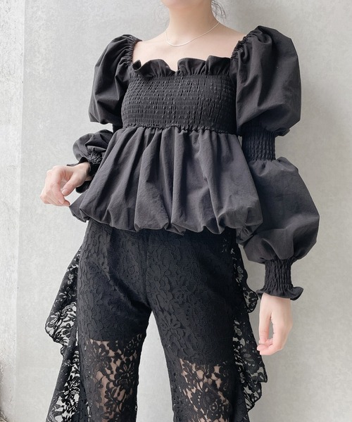 lilLilly(リルリリー)の「バルーンパフブラウス(シャツ/ブラウス・レディース・ホワイト/ブラック/ピンク・FREE)」の16枚目の写真