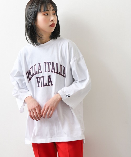 FILA（フィラ）の「【FILA】 カレッジロゴ7分袖Tシャツ（Tシャツ/カットソー・レディース・ホワイト/ブラック/サックスブルー・MEDIUM/LARGE/X-LARGE）」の6枚目の写真