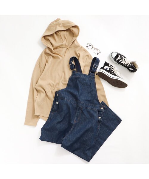 BREEZE by saori（ブリーズバイサオリ）の「WEB限定ワッフルパーカー(大人)【BREEZE by saori】（パーカー・レディース・ベージュ/ブルー・MEDIUM）」の3枚目の写真