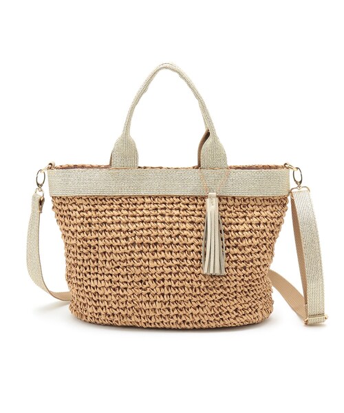 grove（グローブ）の「◆ペーパワイドテープタッセル2WAYトート（トートバッグ・レディース・シルバー/ガンメタ/ゴールド/ブラック系2・00）」の3枚目の写真