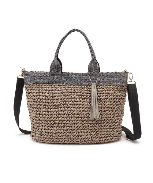 grove（グローブ）の「◆ペーパワイドテープタッセル2WAYトート（トートバッグ・レディース・シルバー/ガンメタ/ゴールド/ブラック系2・00）」の4枚目の写真