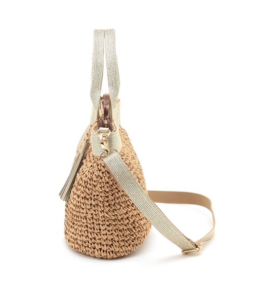 grove（グローブ）の「◆ペーパワイドテープタッセル2WAYトート（トートバッグ・レディース・シルバー/ガンメタ/ゴールド/ブラック系2・00）」の6枚目の写真