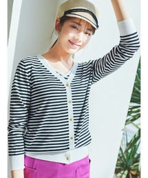Te chichi | 【貴島明日香コラボ】Vネックカーディガン＋半袖リブニットアンサンブル(ニット/セーター)