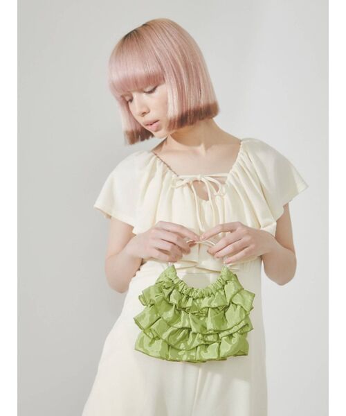 merry jenny（メリージェニー）の「サテンティアードbag（ハンドバッグ・レディース・ライトブルー/オレンジ/グリーン/アイボリー・FREE）」の5枚目の写真