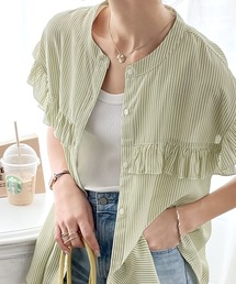 classicalelf | 今っぽく着映え。ストライプ柄フリルブラウス(シャツ/ブラウス)