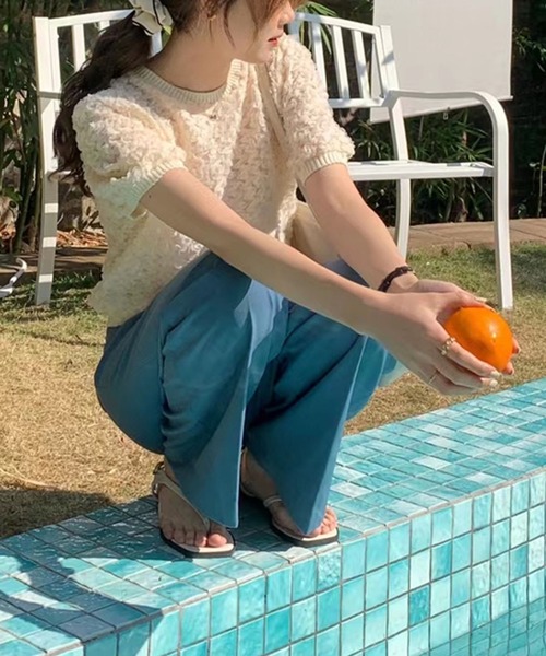 me+em select（ミームセレクト）の「※※【 ５color 】シースルーフリルレースニットブラウス（シャツ/ブラウス・レディース・アイボリー/ピンク/ミント/ブラック/スモークピンク・FREE）」の10枚目の写真