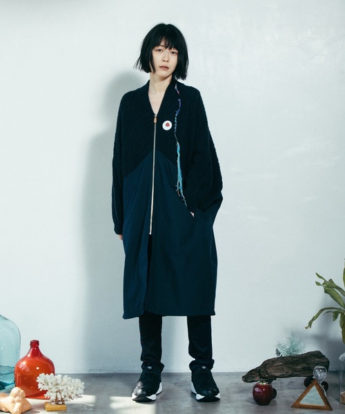 STOF(ストフ)の「Mixed Knit Coat(その他アウター・メンズ・ブラック/ネイビー・S/M)」の2枚目の写真