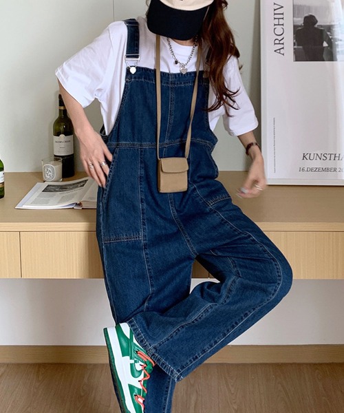 meJane（ミージェーン）の「デニムオーバーオールワイドパンツ（サロペット/オーバーオール・レディース・インディゴブルー・M/L）」の5枚目の写真