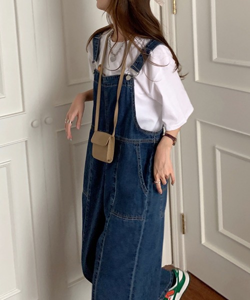 meJane（ミージェーン）の「デニムオーバーオールワイドパンツ（サロペット/オーバーオール・レディース・インディゴブルー・M/L）」の4枚目の写真