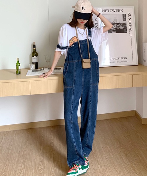 meJane（ミージェーン）の「デニムオーバーオールワイドパンツ（サロペット/オーバーオール・レディース・インディゴブルー・M/L）」の8枚目の写真