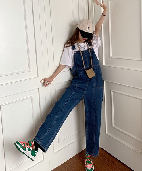 meJane（ミージェーン）の「デニムオーバーオールワイドパンツ（サロペット/オーバーオール・レディース・インディゴブルー・M/L）」の9枚目の写真