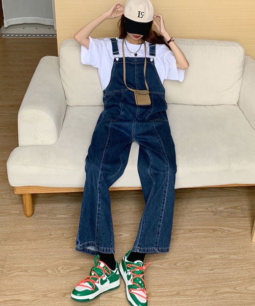 meJane（ミージェーン）の「デニムオーバーオールワイドパンツ（サロペット/オーバーオール・レディース・インディゴブルー・M/L）」の11枚目の写真