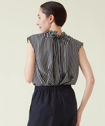 martinique/ギャザーボウタイブラウス