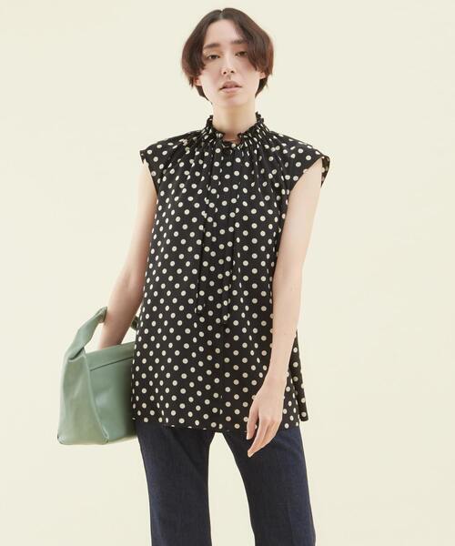 martinique（マルティニーク）の「martinique/ギャザーボウタイブラウス（シャツ/ブラウス・レディース・ホワイト/ネイビー/ドット・FREE）」の3枚目の写真