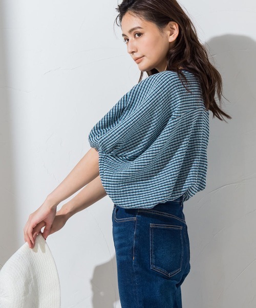 socolla(ソコラ)の「【socolla】サッカードルマンプルオーバー≪洗濯機で洗える≫(シャツ/ブラウス)」|ブルー系その他